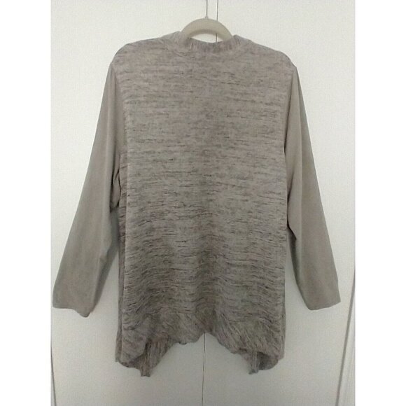 LOGO Lori Goldstein Gray Heather Asymmetrical Hem Full Zip Cardigan Pockets - XL - Picture 7 of 9